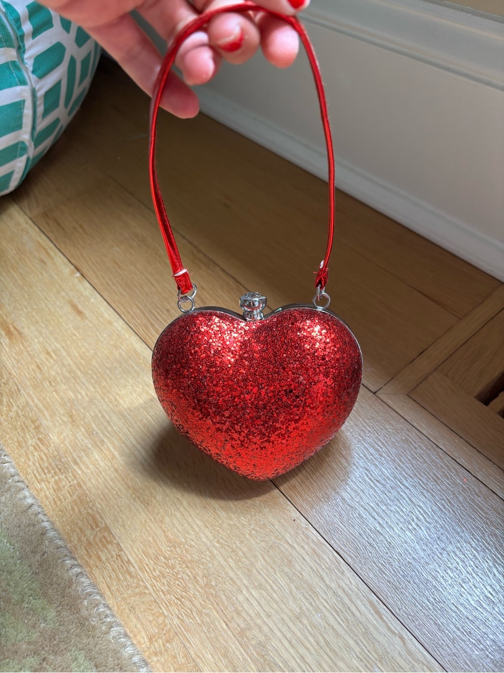 GAP Red Glitter Heart Mini purse